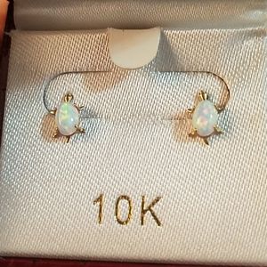 10k gold Opal Turtle earrings
